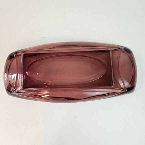 Vintage amethyst glass relish tray dish 4x9.5 - Picture 7 of 10